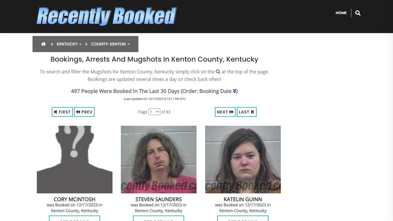Bookings, Arrests and Mugshots in Kenton County, Kentucky